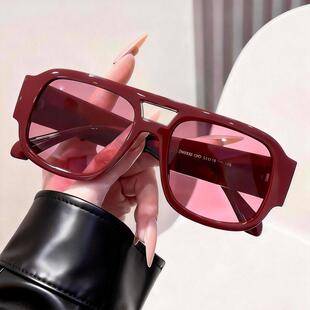 Fashionable Large-Frame Double-Bridge Sunglasses for Women, High-End European and American Classic Aviator Sunglasses, Driving Sun Protection Sunglasses