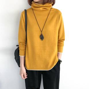 Chubby Girl turtleneck women's autumn and winter loose lazy style fleece-lined thick plus size pullover slimming top fashion