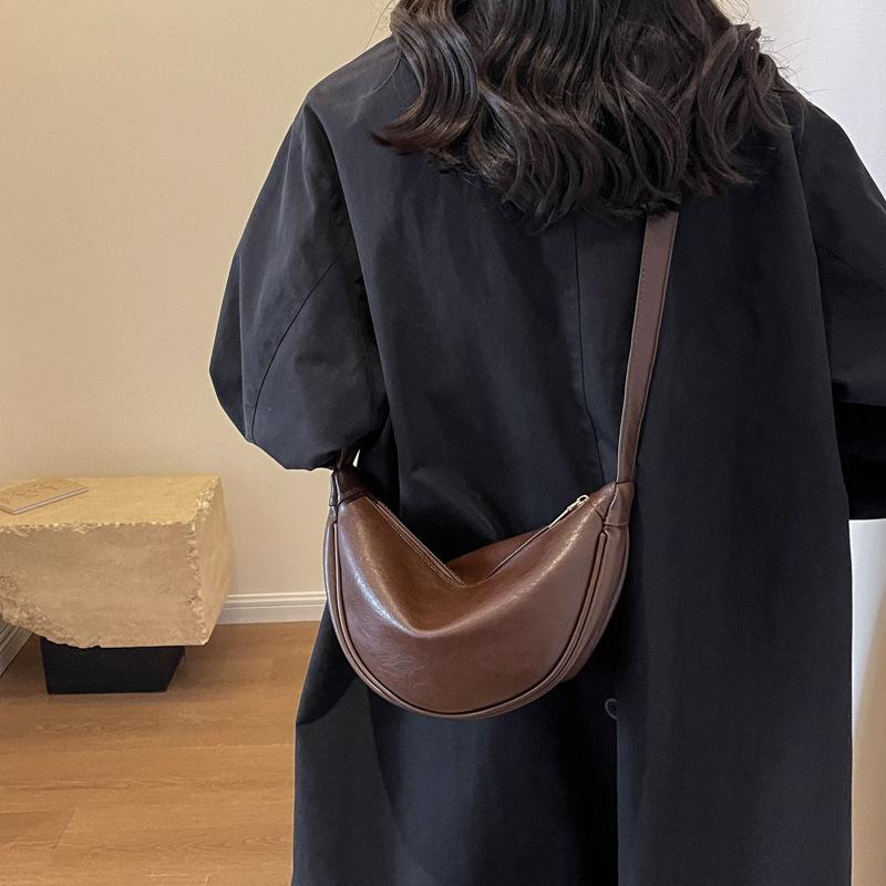 Solid Color Simple Elegant Commuter Dumpling Bag Women's 2024 Winter New Handbag All-match Shoulder Crossbody Bag