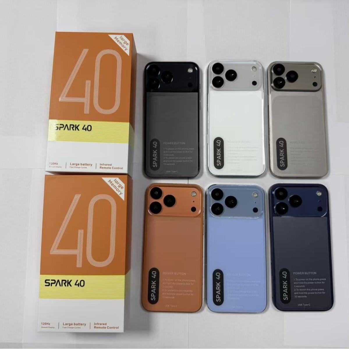 Spark 40 Cross-Border E-Commerce Hot-Selling Smart Android Real 4g Mobile Phone in Stock Smartphone New Model 16+1Tb