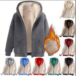 Winter New Lamb Fleece Warm Men's Sweater Amazon Cardigan Hooded Zipper All-match fleece-lined Thickened Jacket