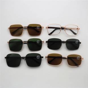 Square Large Sunglasses East China Sea Crystal Flat Glass Metal Full Frame Glasses Running Jianghu Stall Sunglasses