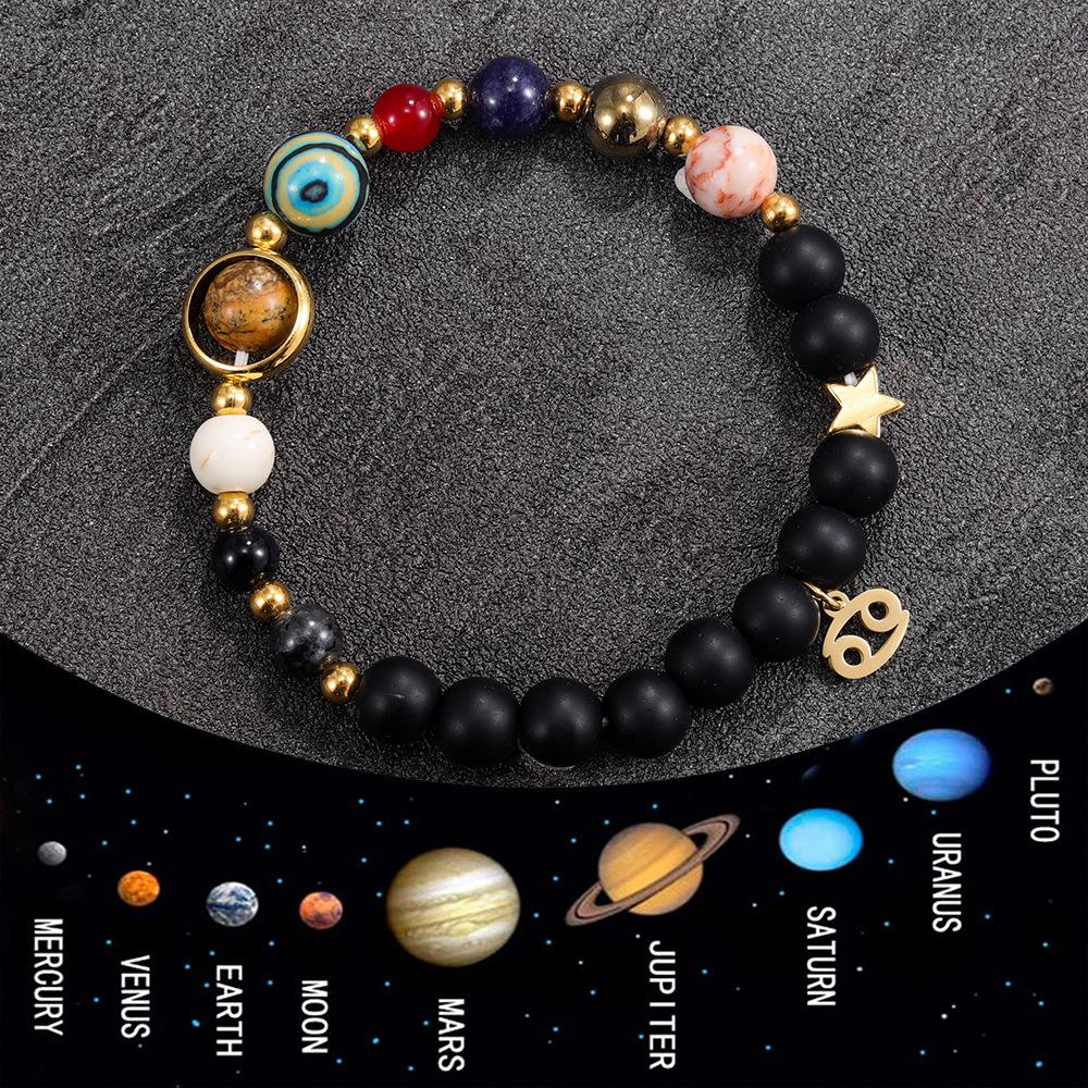 Factory Wholesale Twelve Zodiac Signs Bracelets, Eight Planets of the Universe, Cross-Border Bracelets, European and American Foreign Trade Hot-Selling Men's Jewelry