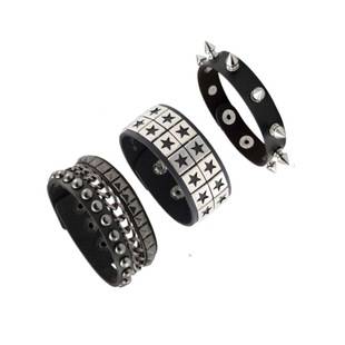 European and American Cross-Border Hot-Selling Fashion Multi-Layer Wide Leather Bracelet Punk Domineering Rivet Five-Pointed Star Wristband Personalized Bracelet