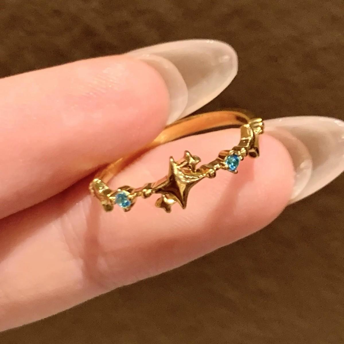 Xiaohongshu's Popular Starburst Diamond Ring for Women, Vintage High-End Style, Elegant Open-Ended Index Finger Ring, Niche Light Luxury Ring