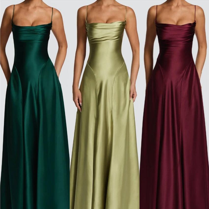 French Retro Sexy Slim-Fitting Strappy Backless Dress 2026 Summer New European and American Style Elegant Waist-Cinching Long Dress