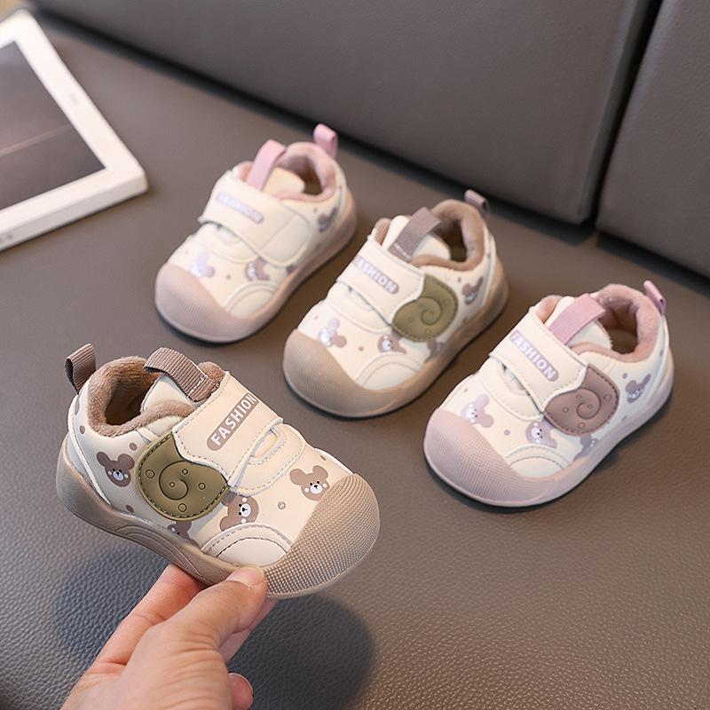 Baby Soft Bottom Toddler Shoes Winter Baby Boys and Girls fleece-lined Warm sneaker Thin Cashmere Children's Key Shoes Two Cotton