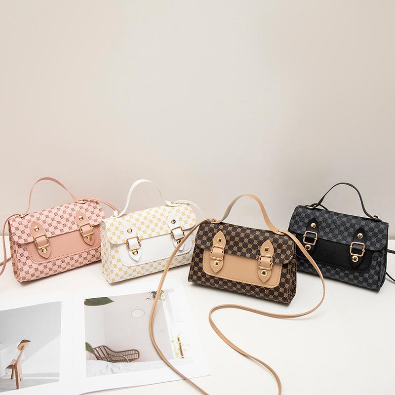 Fashion Retro Printed Small Square Bag New Color-Blocking Women's Handbag Shoulder Bag Trendy Phone Bag