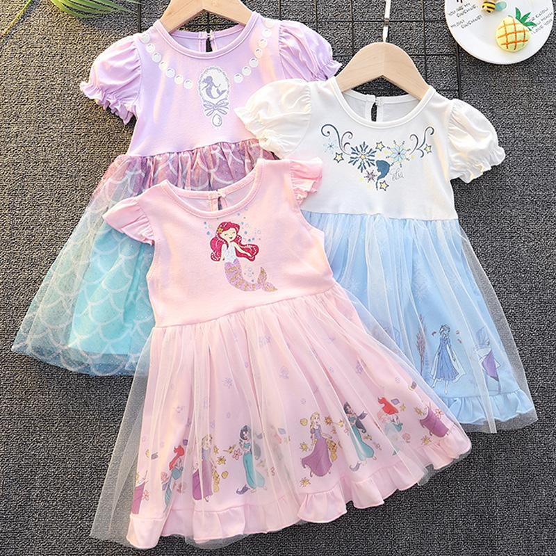Foreign Trade Girls' Short-Sleeved Dress 2026 Summer Outfit Elsa Dress Baby Dress Aisha Princess Dress