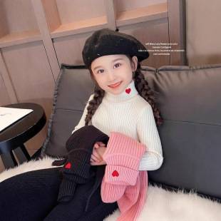 Girls' Sweater Autumn Winter 2026 New Stylish High-Neck Knitted Thickened Base Shirt for Children