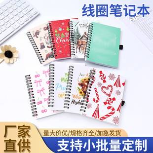 Cross-border A5 coil notebook, custom simple cartoon lined loose-leaf notepad, creative spiral coil notebook for students