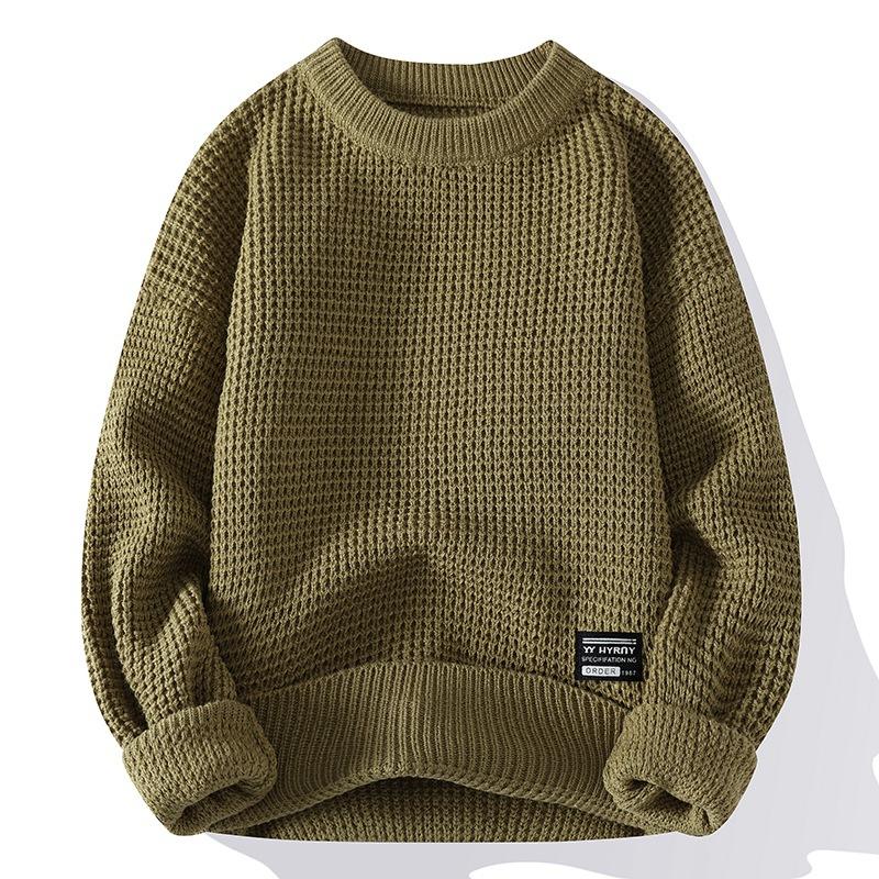 Cross-border foreign trade generation autumn and winter pullover sweater 2024 new round neck thick needle men's sweater retro quality