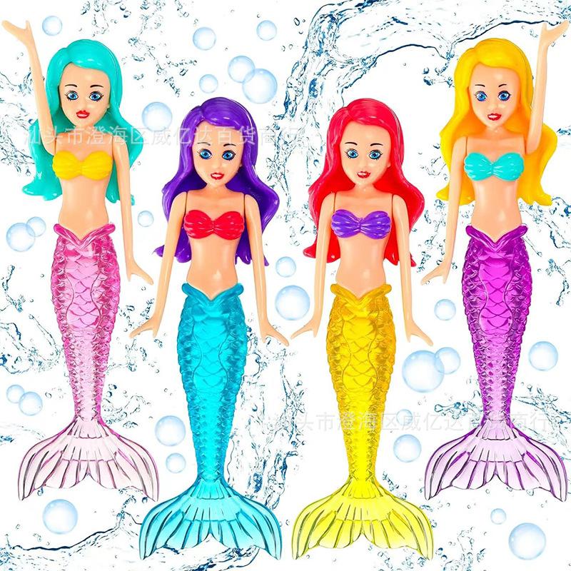 New Cross-border Summer Diving Toy Children's Swimming Pool Training Play Water Black Short Hair Luminous Swivel Mermaid Snake