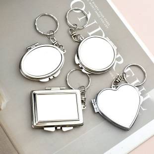 Keychain Small Mirror DIY Double-Sided Mirror Gift Wholesale Creative Pendant Metal Portable Key Ring