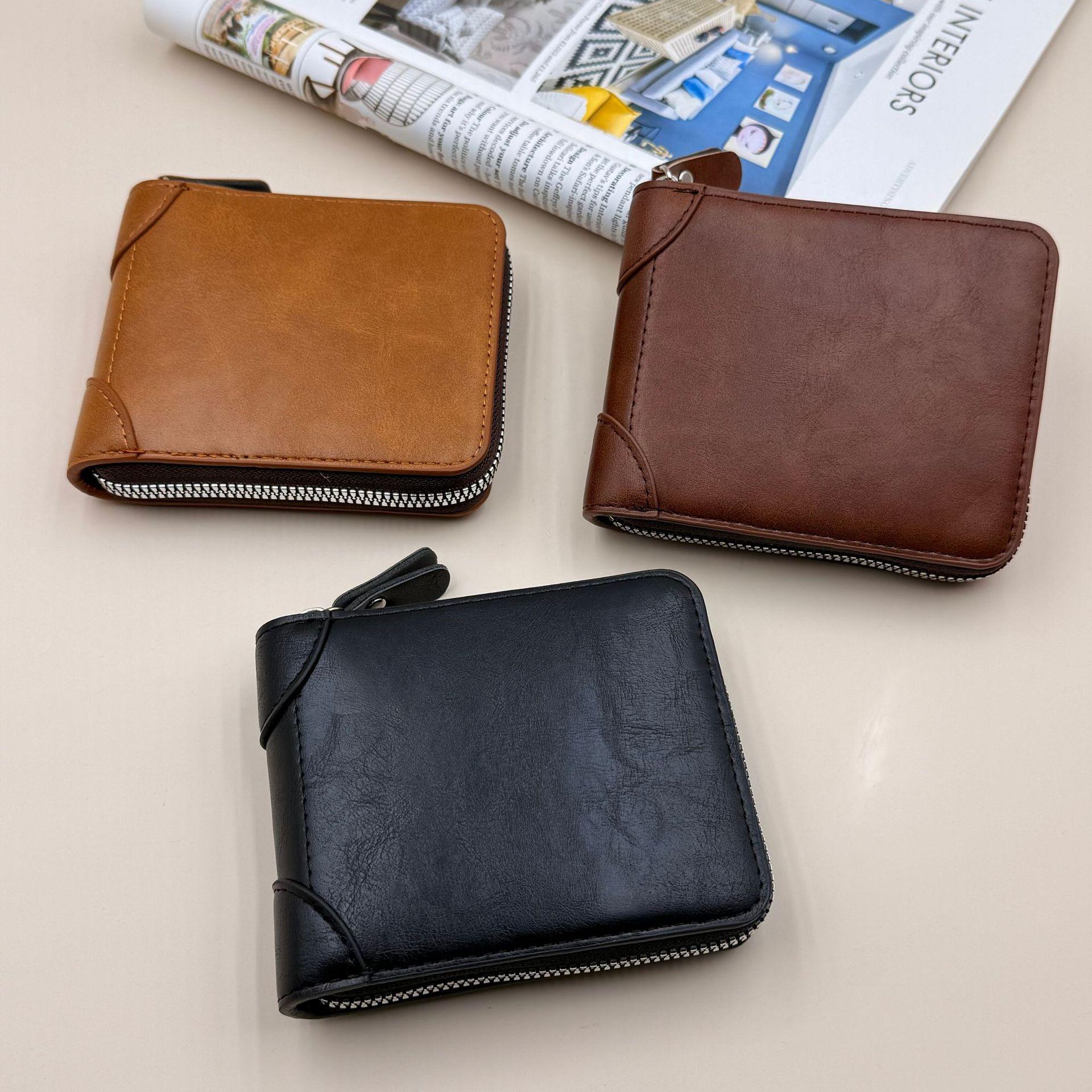 Cross-Border Supply: Men's Wallet with Large Surface for Printing Patterns, Amazon's Best-Selling Item, in Stock from the Manufacturer, Zippered Coin Purse