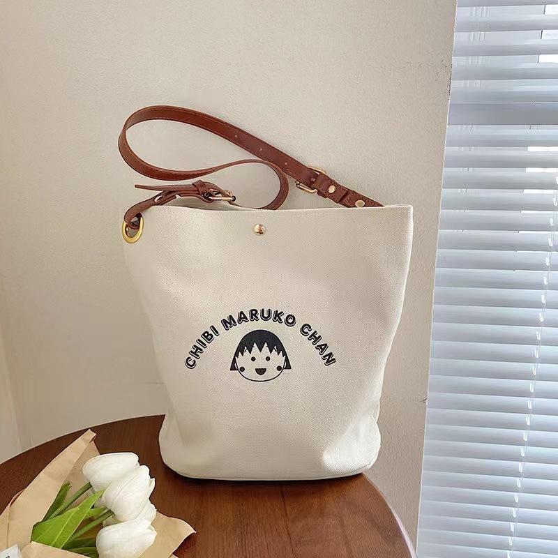 Nanfeng Joint Dreamer Bucket Bag Office Workman Shoulder Crossbody Canvas Bag Smiley Small Group Women's Bag All-match