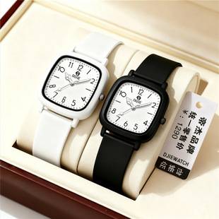 Academy-Style Simple and Elegant Square-Shaped High-Value Watch for Girls, Middle and High School Students, Niche Trendy Fashion Quartz Watch