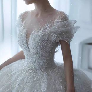 Main Wedding Dress 2025 New Bride Princess Small Pregnant Women Tail High-Quality French Luxury Heavy Industry D102