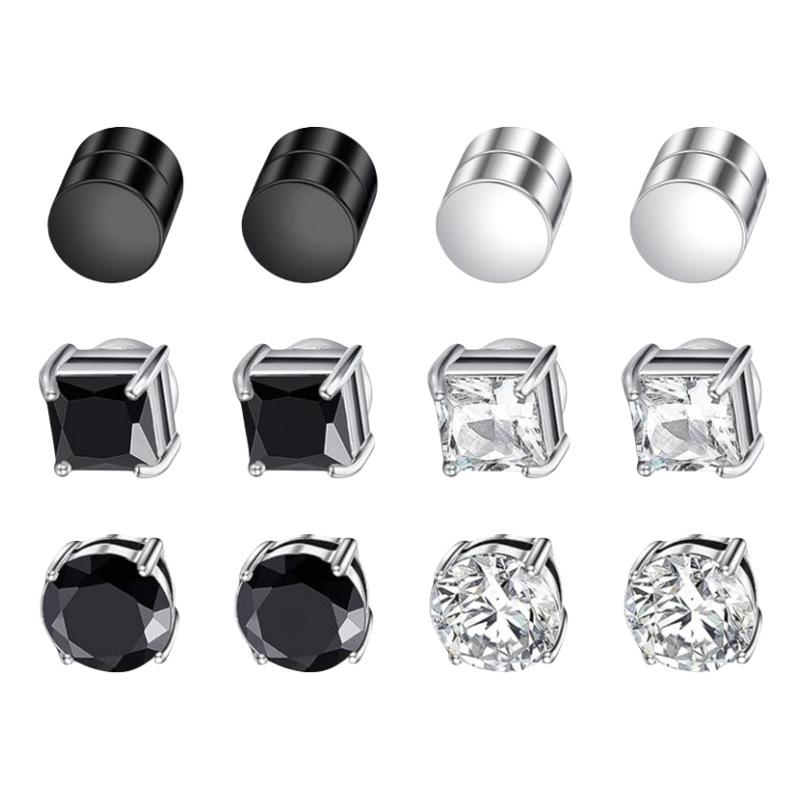Cross-Border Supply: Premium Stainless Steel Magnetic Clip-On Earrings Without Piercing, Couple Style Earring Set Wholesale