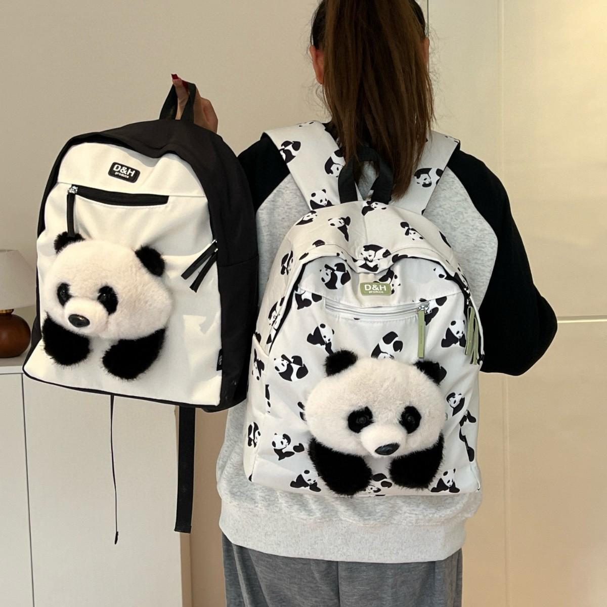 New Cartoon Flower Panda Backpack Plush Bag Small Fresh Student Class Versatile School Bag for Women