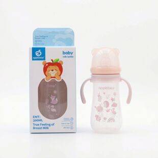 Cross-border 300ml large-capacity baby feeding bottle with handle, anti-drop, food-grade PP bottle wholesale