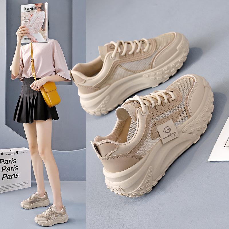 Women's Sports Shoes, Women's Models, 2026 Summer New Mesh Shoes, Women's Breathable Mesh Hollow White Sneakers, Women's Q068