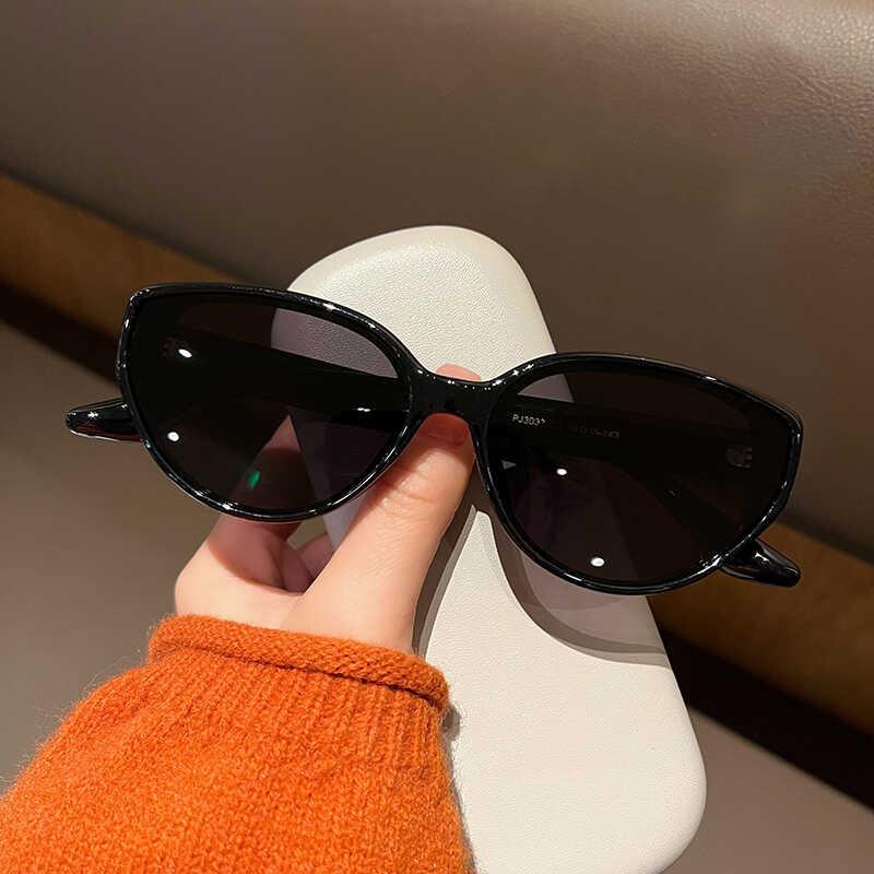 Street Style Cat-eye European and American Sunglasses Retro Black Polarized Sunglasses Women's High-end ins Sunshade Anti-uv Trend