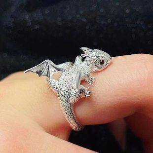 Small dragon ring dragon year original design titanium steel does not fade men and women ins high sense opening adjustable ring