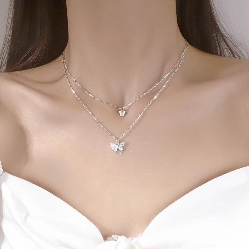 Europe and the United States cross-border new bow necklace fashion double butterfly pendant AliExpress cross-border online sales hot-selling products