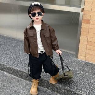 Boys' Leather Jacket Children's Outerwear Spring and Autumn 2025 New Model Baby Jacket Boys' Spring Tops 2026 New Model