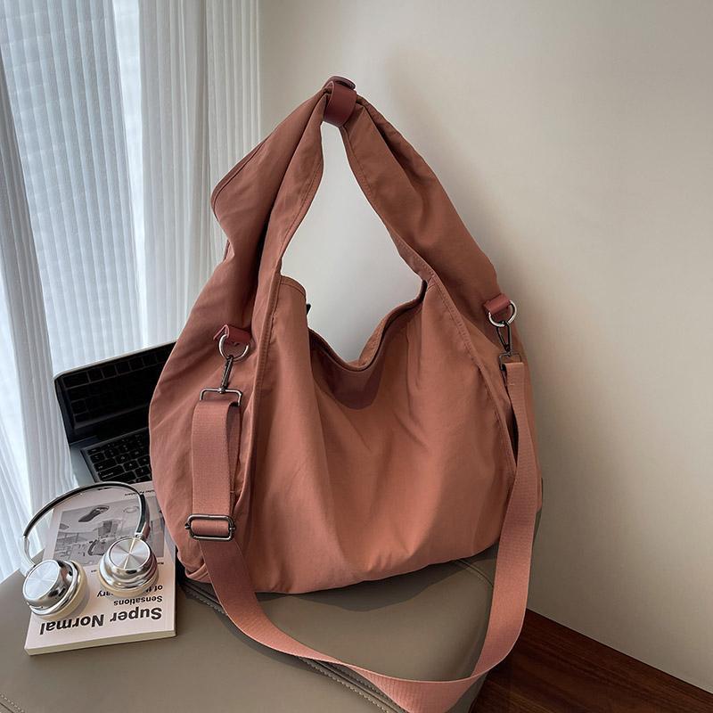 Simple Casual Design, Large Capacity, Waterproof Nylon Fabric, Single Shoulder Crossbody Bag, Lightweight Commuter Canvas Tote Bag for Women