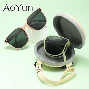 New Trendy and Cool Printed Children's Folding Sunglasses for Boys and Girls, Fashionable Portable Sunglasses, Anti-Uv Glasses