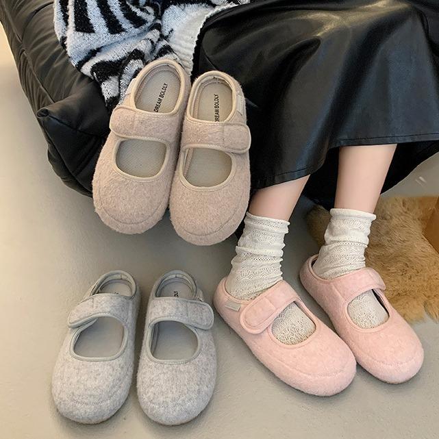 Korean Style Fashionable Casual All-match Single-layer Shoes 2024 Spring and Autumn New Velcro Breathable Flat Shallow Mouth Shoes for Women