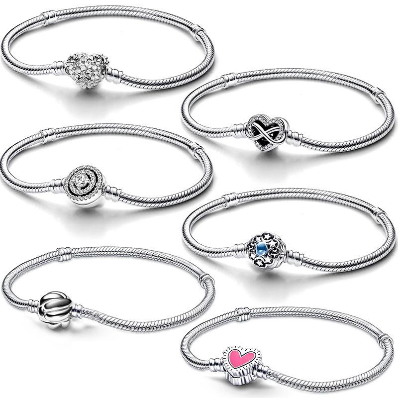 Panjia Moments Halo Chain Buckle Snake Bone Chain Bracelet Snake Bone Chain Classic New Hot-Selling Bracelet Basic Chain