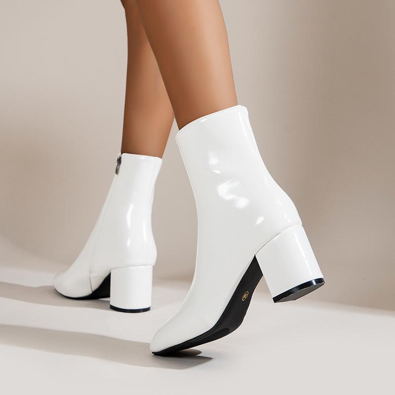 High-Heeled Short Boots for Women 2026 Autumn New Style Side Zipper Large Size Boots Thick Heel Foreign Trade Women's Shoes Cross-Border