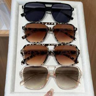 4 Pairs of Cross-Border Double-Bridge Sunglasses for Women, Uv Protection, High-End Sunshade Glasses, Versatile and Fashionable Aviator Sunglasses