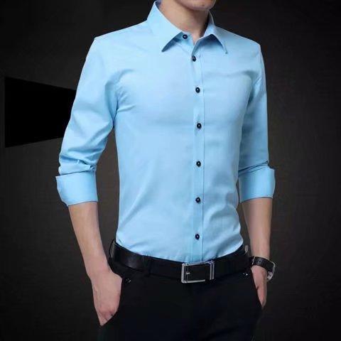 White Shirt for Men, Long-Sleeved, Slim Fit, Non-Iron, Formal Work Wear, Men's Suit, Groomsman Shirt, Wedding Shirt