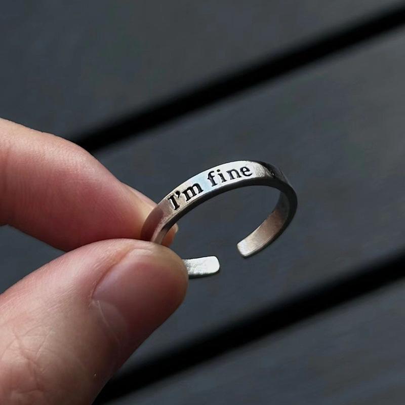 Camus/Absurd Love Save Me Ring for Men and Women Ins Simple Personality Literary Letters Engraving Open Ring