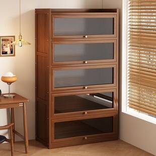 Bamboo bookshelf, floor-standing storage rack, bookcase for home living room, simple student storage cabinet, storage cabinet