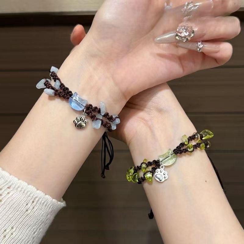 New gravel kitten bracelet, high aesthetic value, exquisite and sweet, hand-woven, a gift for best friends and couples
