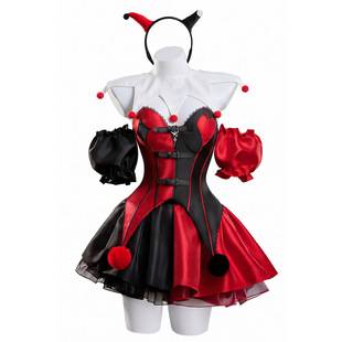 Halloween Sexy Clown Cosplay Costume Red Horror Clown Party Outfit