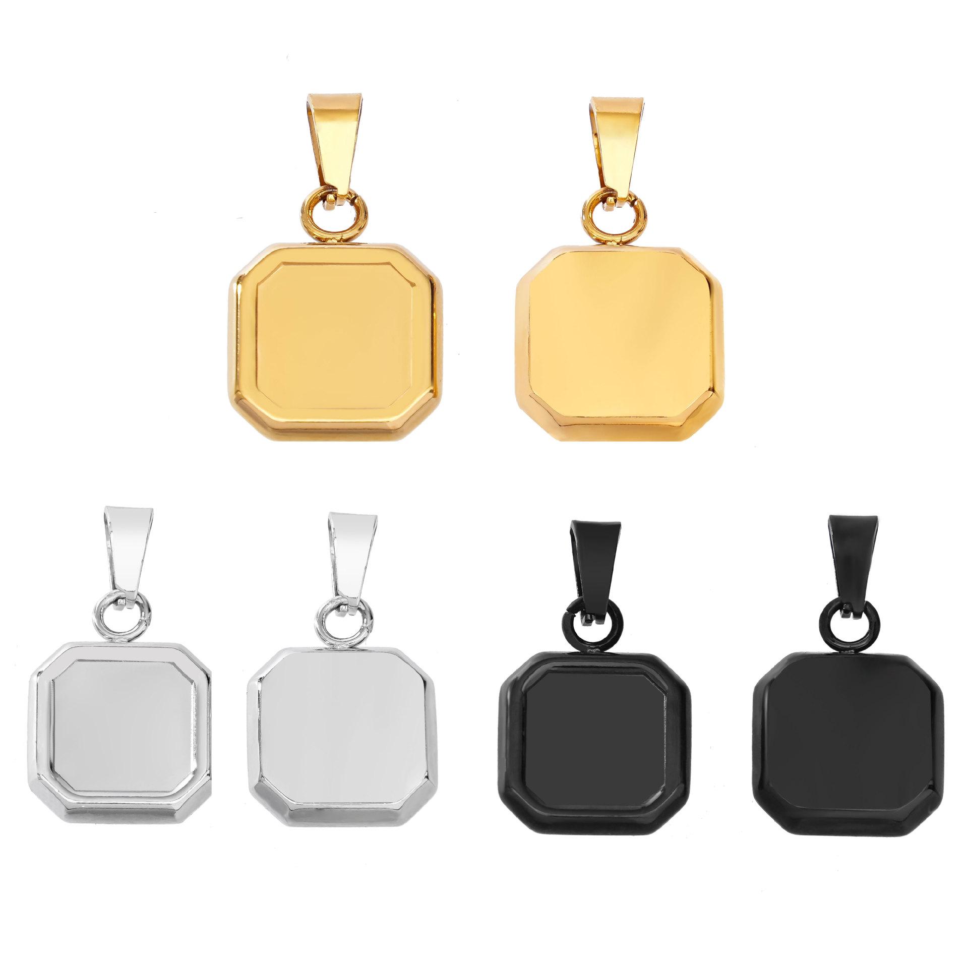 Cross-border European and American stainless steel geometric square stainless steel temperature pendant 18K European and American fashion necklace jewelry wholesale
