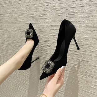 898-one-piece delivery fashion rhinestone socialite style women's high heels 2023 Winter new shallow mouth thin single