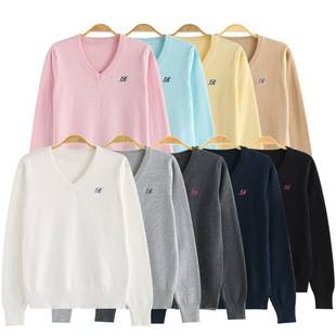 Kawashima & Water Jizhong/Original Jk Knitwear Suit V Neck Pullover Class Uniform Embroidered Long-Sleeved Knitwear Autumn and Winter