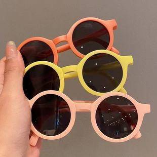 Folding Children's Sunglasses for Girls, Simple Sunshade Glasses for Boys, Baby Round-Frame Sun Protection Sunglasses, Trendy Children's Sun Protection