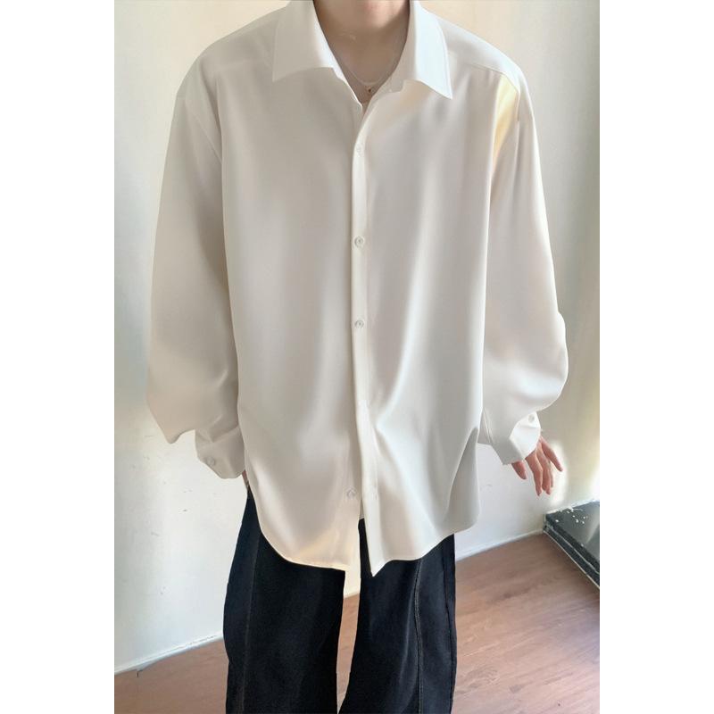 White Shirt Men's Long-Sleeved Autum 2025 New Niche Design Draped Anti-Wrinkle Casual Shirt Korean Style Top