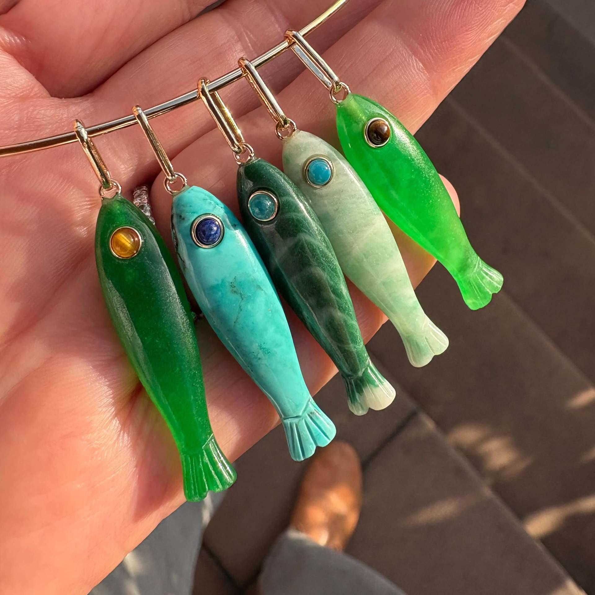 Jiaoxiang European and American Cross-Border New Summer Beach Series Colorful Fish Pendant DIY Series Copper Plated with 14K Gold