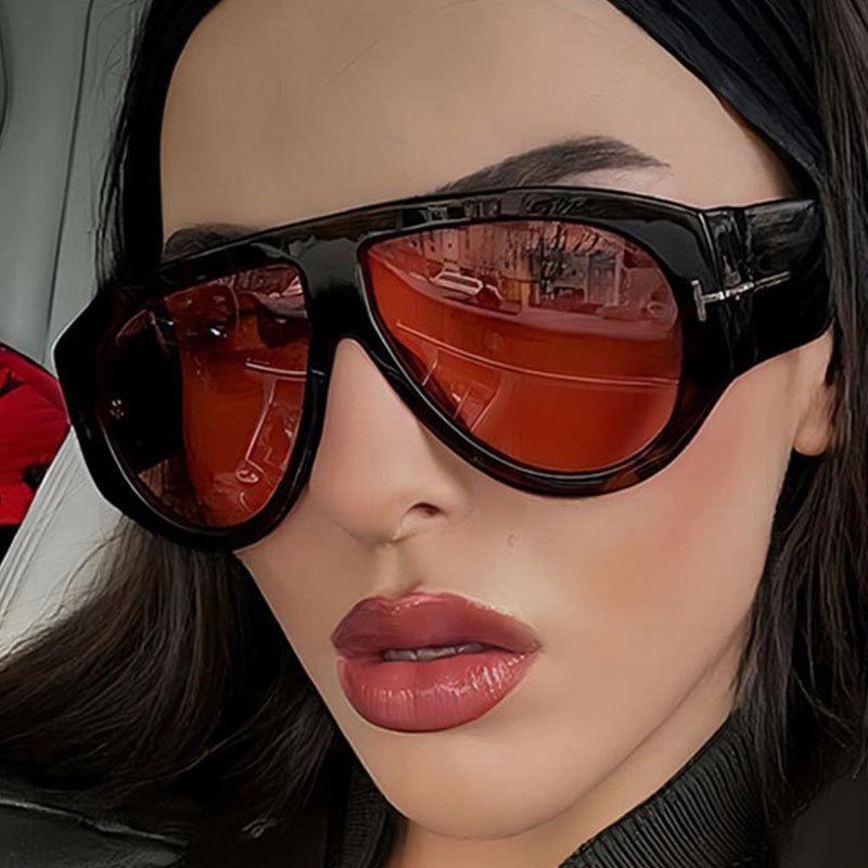 New European and American Large Frame Toad Mirror T-Shaped Oval Sexy Y2K Sunglasses Trendyy Internet Celebrity Sunglasses Casual Glasses for Women