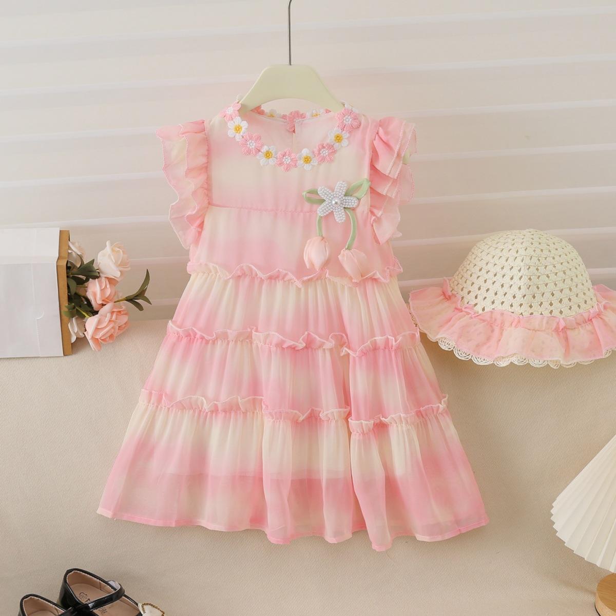 77510 New Girls Dress Summer Baby Girl Fashionable Summer Princess Dress Girls Fashionable Chiffon Dress