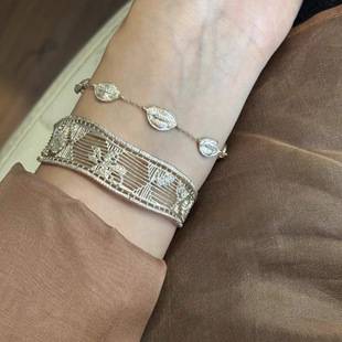 Real Gold Electroplated Mesh Simple Open Bracelet for Women, New Chinese Style Light Luxury Temperament Bracelet, Commuter Niche Versatile Hand Accessory